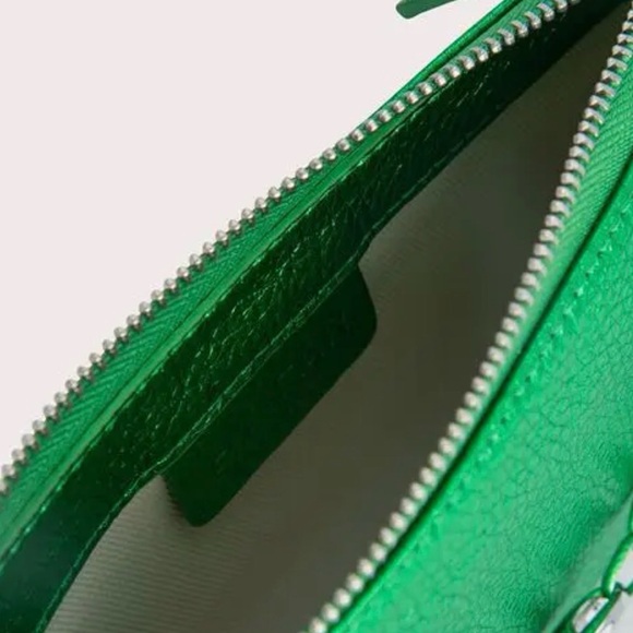 BY FAR Mini Rachel Bag Metallic Green Leather Silver Chain NW w/ Dustbag - Picture 3 of 4